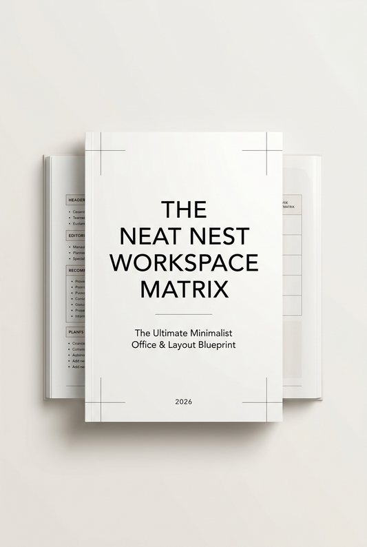The Neat Nest Workspace Matrix – Minimalist Office Layout Blueprint (PDF)
